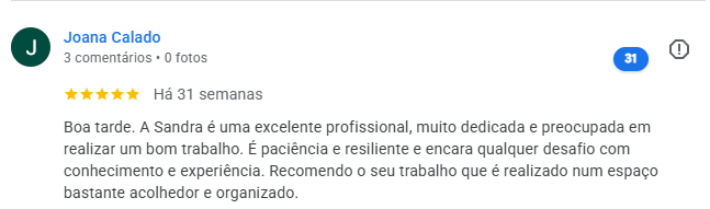 Avaliação de Lia Mercado sobre tratamento dos pés com Sandra Neves