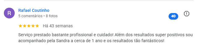 Avaliação de Susana Pereira sobre higiene e qualidade no gabinete Sandra Neves